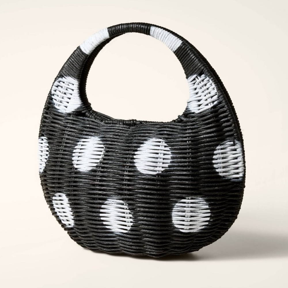 Kate Spade x Target NWT Black and White Polka Dot Wicker Crescent Bag